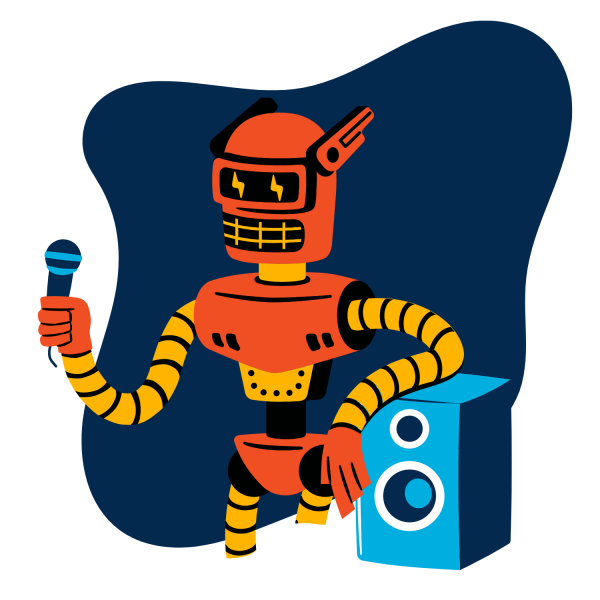 Robot with a microphone and a speaker