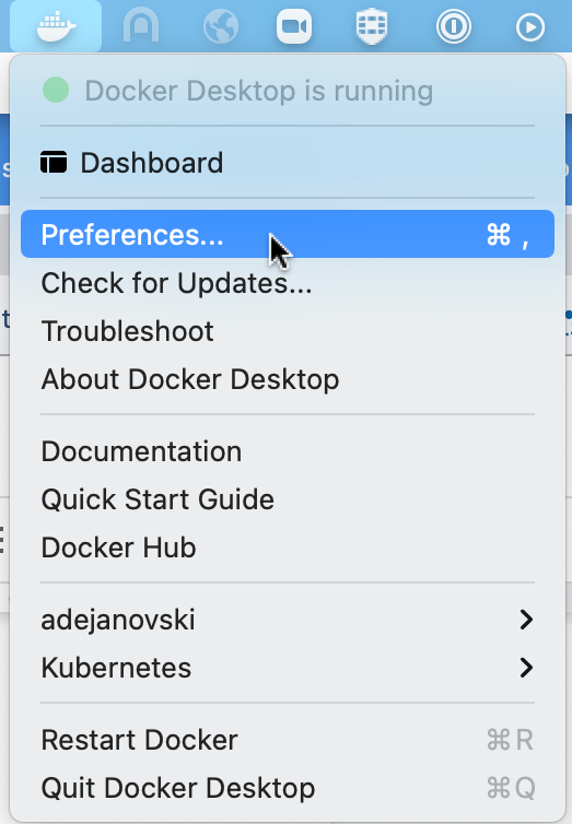 Docker Dekstop Mac Preferences