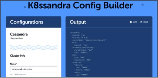 User Interface for the K8ssandra Config Builder.
